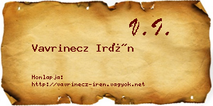 Vavrinecz Irén névjegykártya